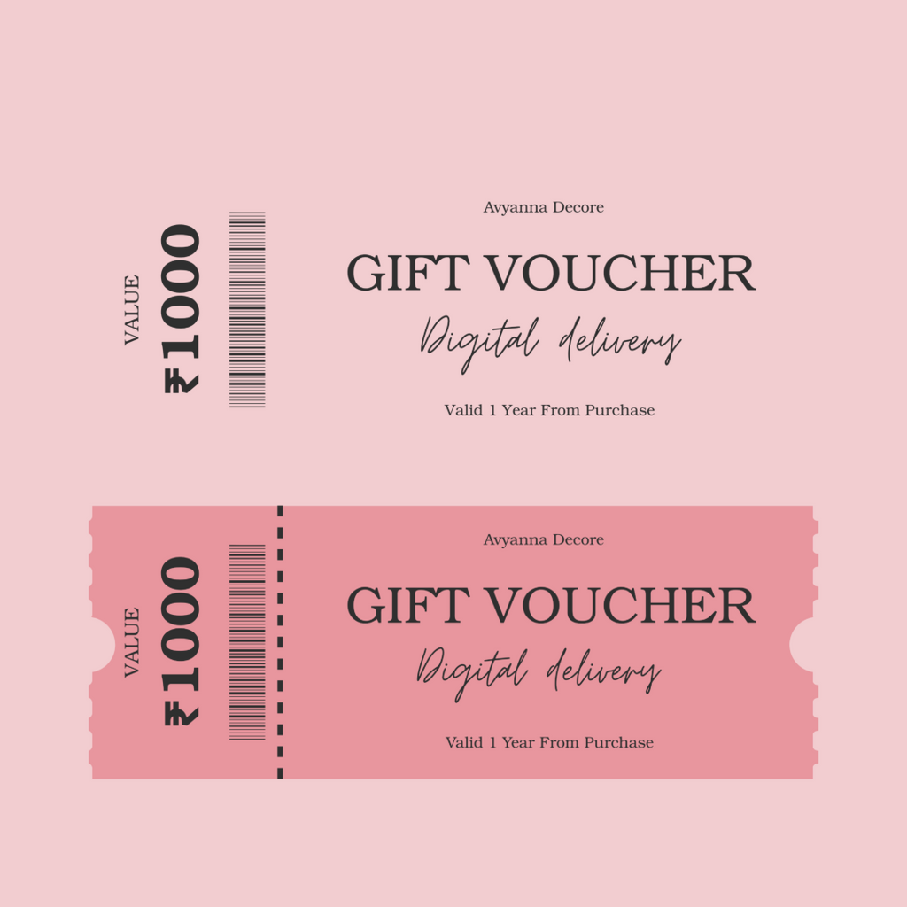 Two pink gift vouchers with black text on a pink background