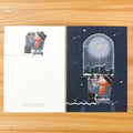 Shanni Ni 'Missing' Gold Foil Postcard by Yamadoro — navy night-window scene with gold-foil accents, for journaling