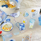 Blue A57 PET Tape by DingDing — watercolour PET tape designs close-up, for journaling