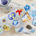 Blue A57 PET Tape by DingDing — colourful illustrated PET tape design sheet, for journaling