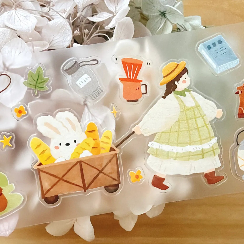 Goes On A Picnic PET Tape by Yier — girl-with-wagon picnic PET tape design, for journaling