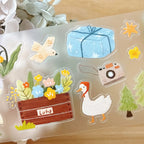 Goes On A Picnic PET Tape by Yier — gift box, duck and 'Lucky' crate PET tape design, for journaling
