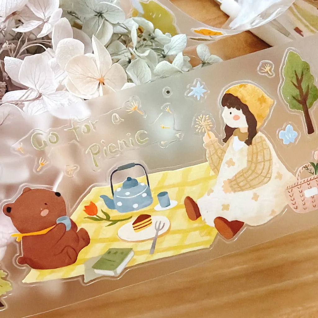 Goes On A Picnic PET Tape by Yier — 'Go For a Picnic' checkered-blanket PET tape design, for journaling