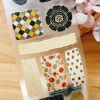 Floral Patchwork Cut PET Tape by Yier — patterned rectangular and floral PET tape pieces, for journaling