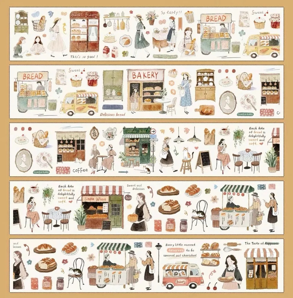 Bakery's Daily Cutting PET Tape by Yier — bakery-scene strips of the PET tape design, for journaling