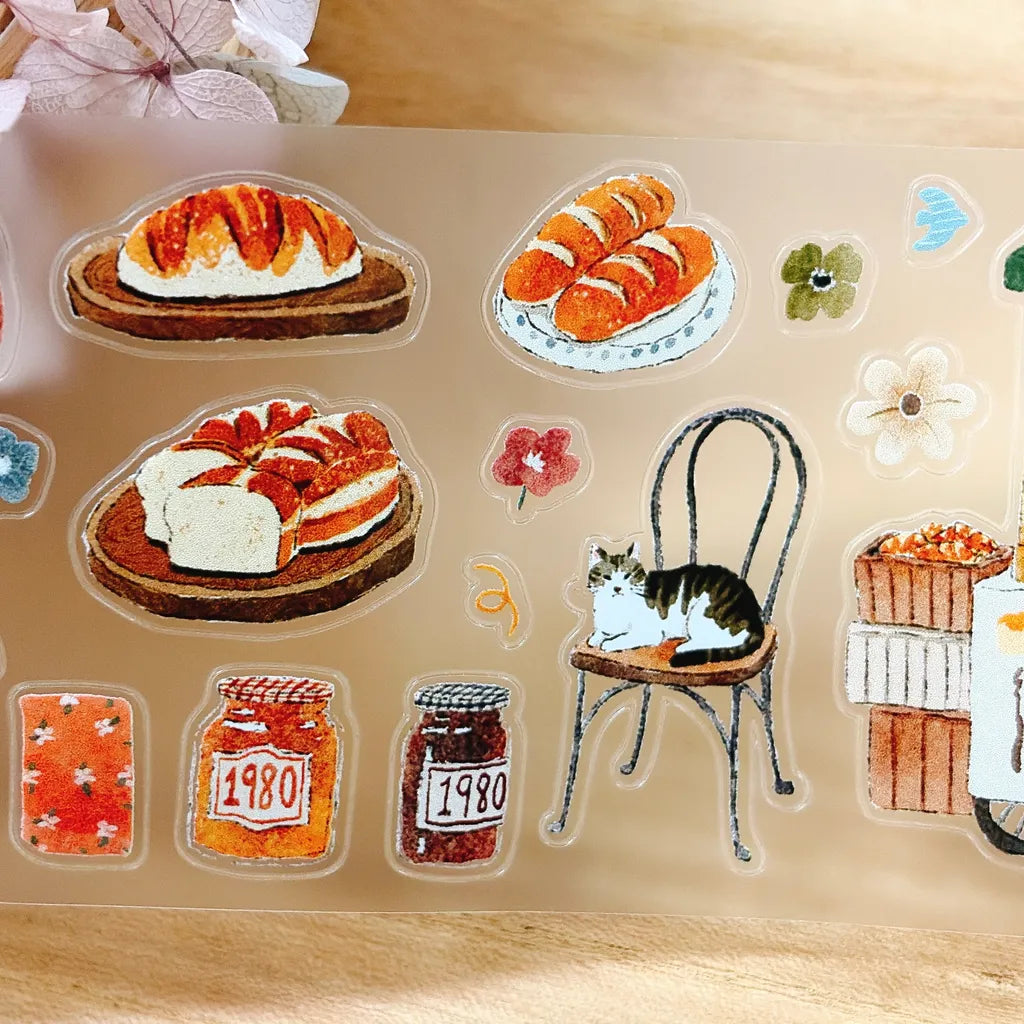 Bakery's Daily Cutting PET Tape by Yier — pastries, cake and cat PET tape design, for journaling