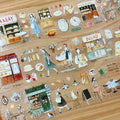 Bakery's Daily Cutting PET Tape by Yier — vintage bakery scenes on clear pre-cut PET deco tape, for journaling
