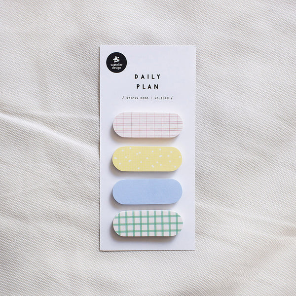 Daily Plan.30 sticky memo pad by Suatelier, colorful notes on white