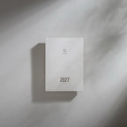 2027 Mini Planner A6 by Take a Note — minimalist white cover with gold-foil 2027, for journaling & planning