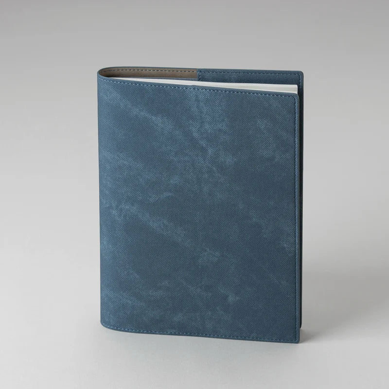Washed Blue Planner PU Cover by Take a Note — blue vegan PU cover standing upright, for journaling