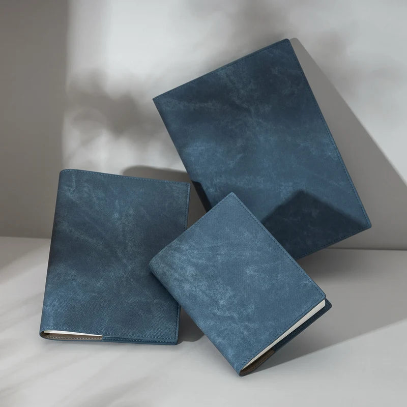 Washed Blue Planner PU Cover by Take a Note — the cover shown in three planner sizes, for journaling