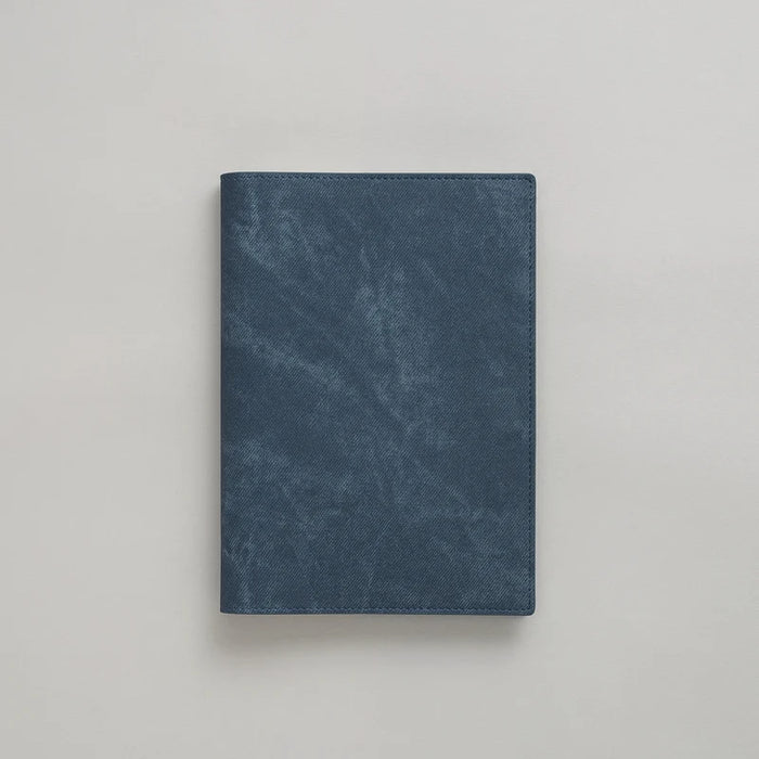 Washed Blue Planner PU Cover by Take a Note — dark blue washed-texture vegan PU cover, front view, for journaling