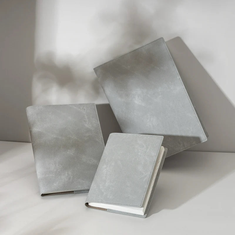 Slate Gray Planner PU Cover by Take a Note — three slate-grey covers styled on white, for journaling