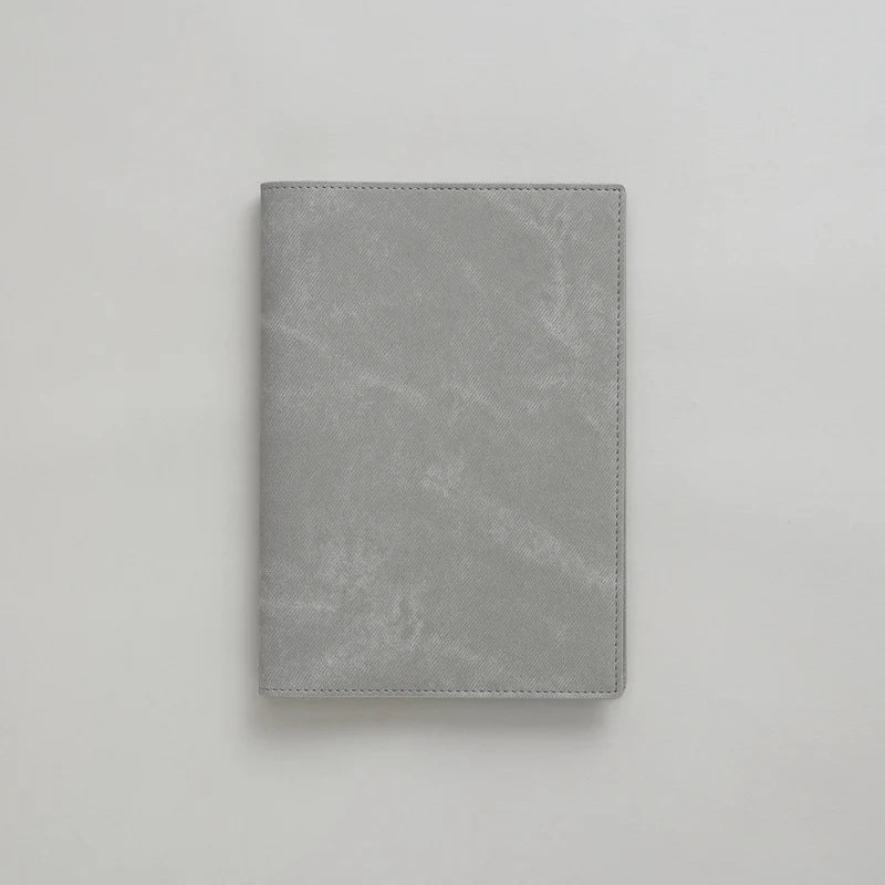 Slate Gray Planner PU Cover by Take a Note — slate-grey washed-texture vegan PU cover, flat view, for journaling