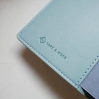 A6 Pale Blue Planner PU Cover by Take a Note — close-up with embossed Take a Note logo, for journaling