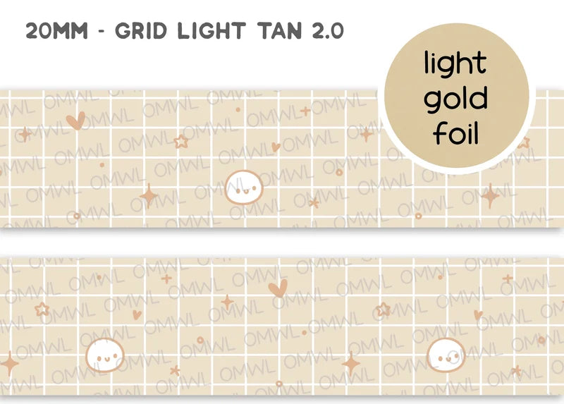 Grid Light Tan + Light Gold Foil Washi Tape