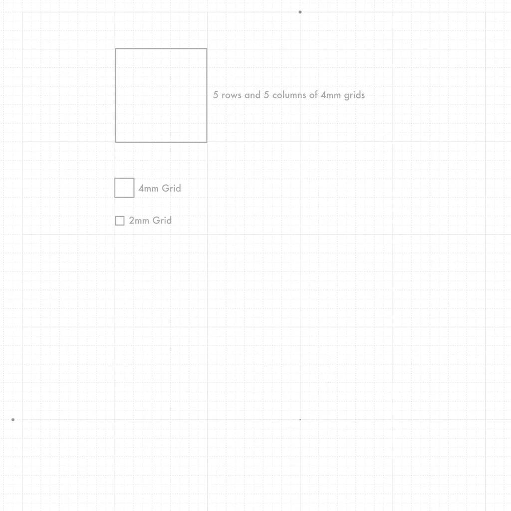 Grid layout with checkboxes for 4mm and 2mm grid options on a white background