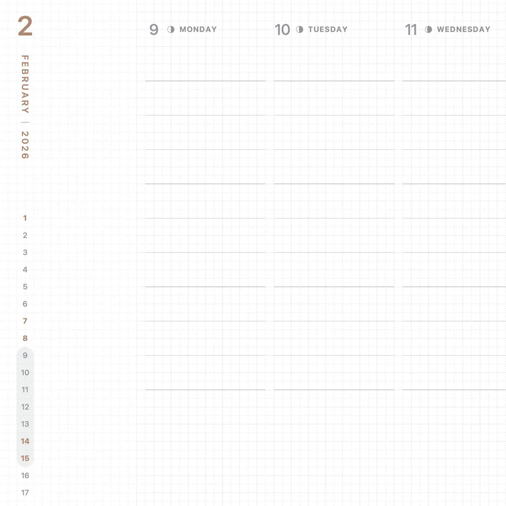 Calendar page for February 2020 with grid layout