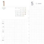 Calendar page for January 2024 with grid layout