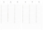 Calendar grid layout with months labeled from January to June on a white background