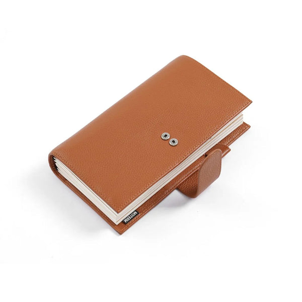 Companion Traveler Notebook Cover Standard by Moterm — tan pebbled-leather cover open with pen loop, for journaling