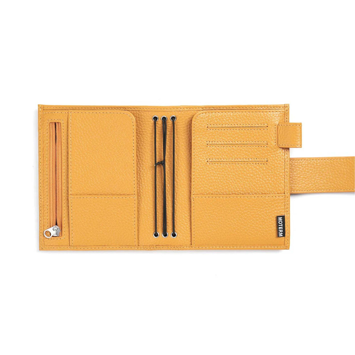Companion Traveler Notebook Cover Passport by Moterm — pebbled-leather cover open showing card slots, for journaling