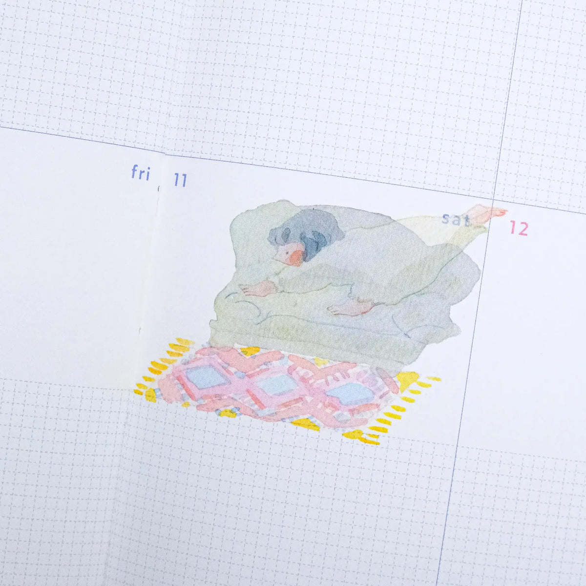 Some Lazy Exercises Transfer Sticker by Dodolulu — lounging-character transfer sticker in a planner, for journaling