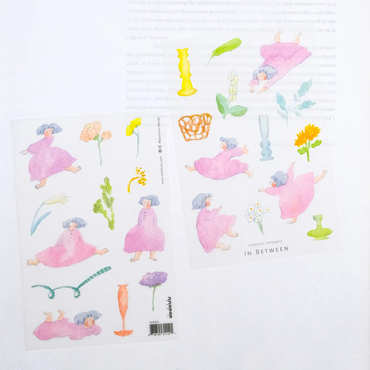 In Between Transfer Sticker by Dodolulu — fairy-and-flowers rub-on transfer sticker sheet, for journaling