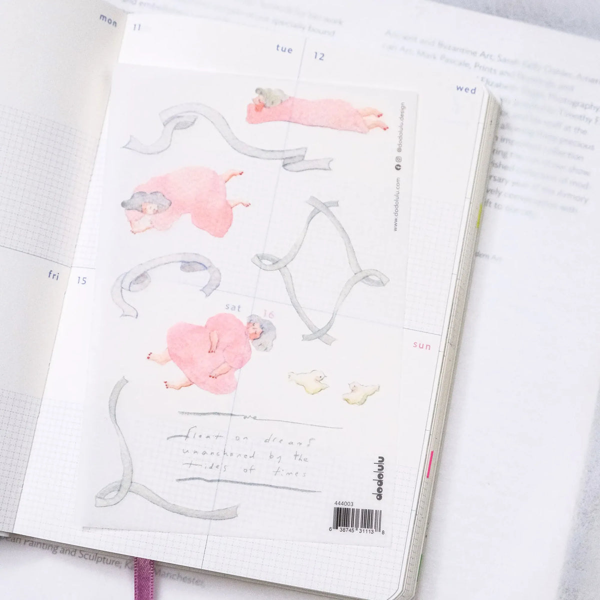 Floaty Dreams Transfer Sticker by Dodolulu — cartoon-animal transfer sticker in a planner, for journaling