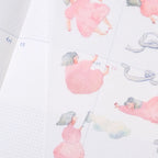 Floaty Dreams Transfer Sticker by Dodolulu — pink-dress fairy transfer sticker in a calendar, for journaling