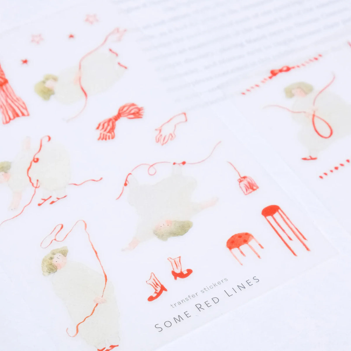 Some Red Lines Transfer Sticker by Dodolulu — 'Some Red Lines' red-pattern transfer stickers, for journaling