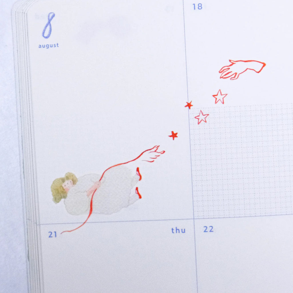 Some Red Lines Transfer Sticker by Dodolulu — angel-and-star transfer sticker in a planner, for journaling