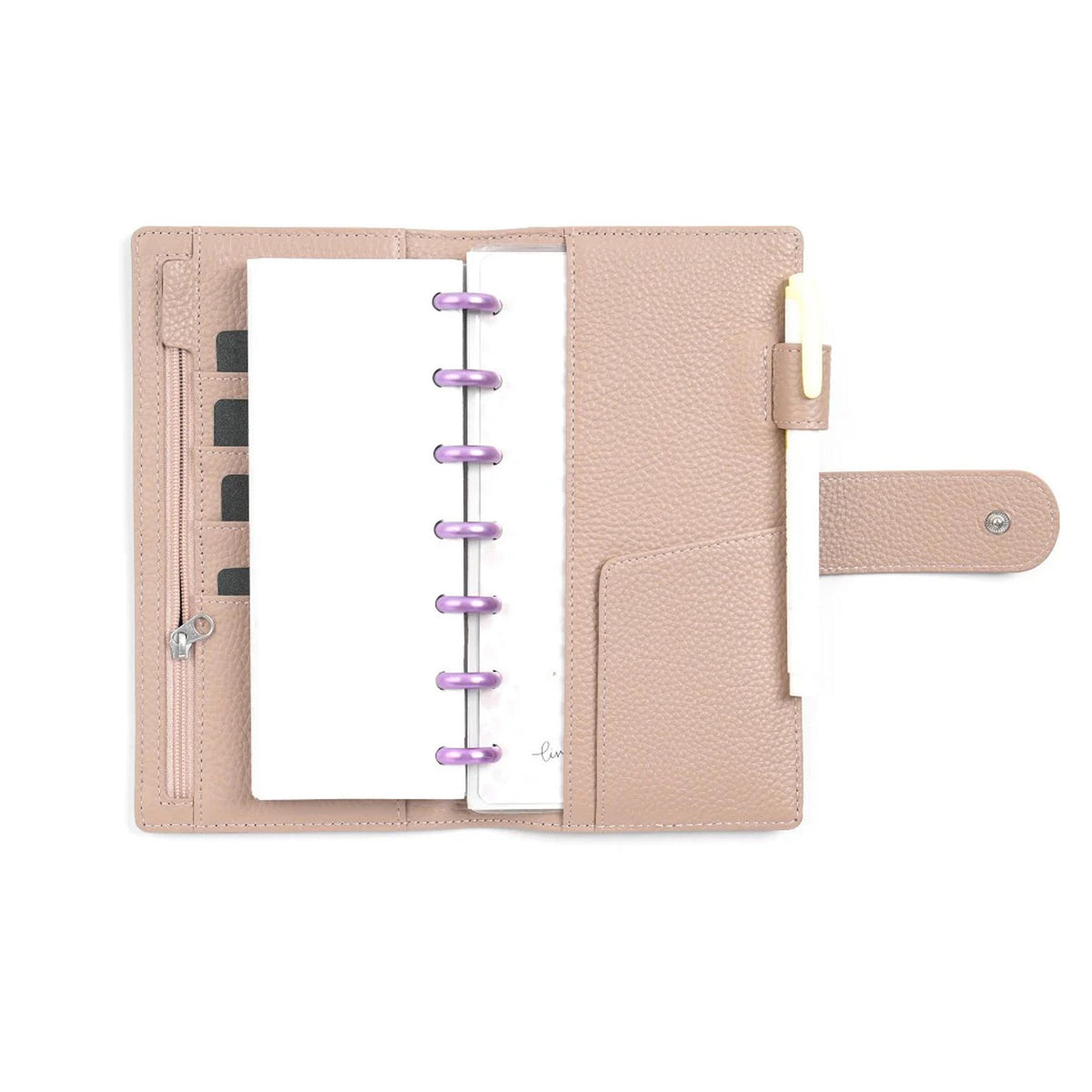 Elite Planner Cover Weeks by Moterm — beige pebbled-leather cover with a ring notebook, for journaling