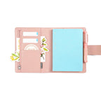 Elite Planner Cover A6 by Moterm — pink pebbled-leather planner with cards, notepad and pen, for journaling