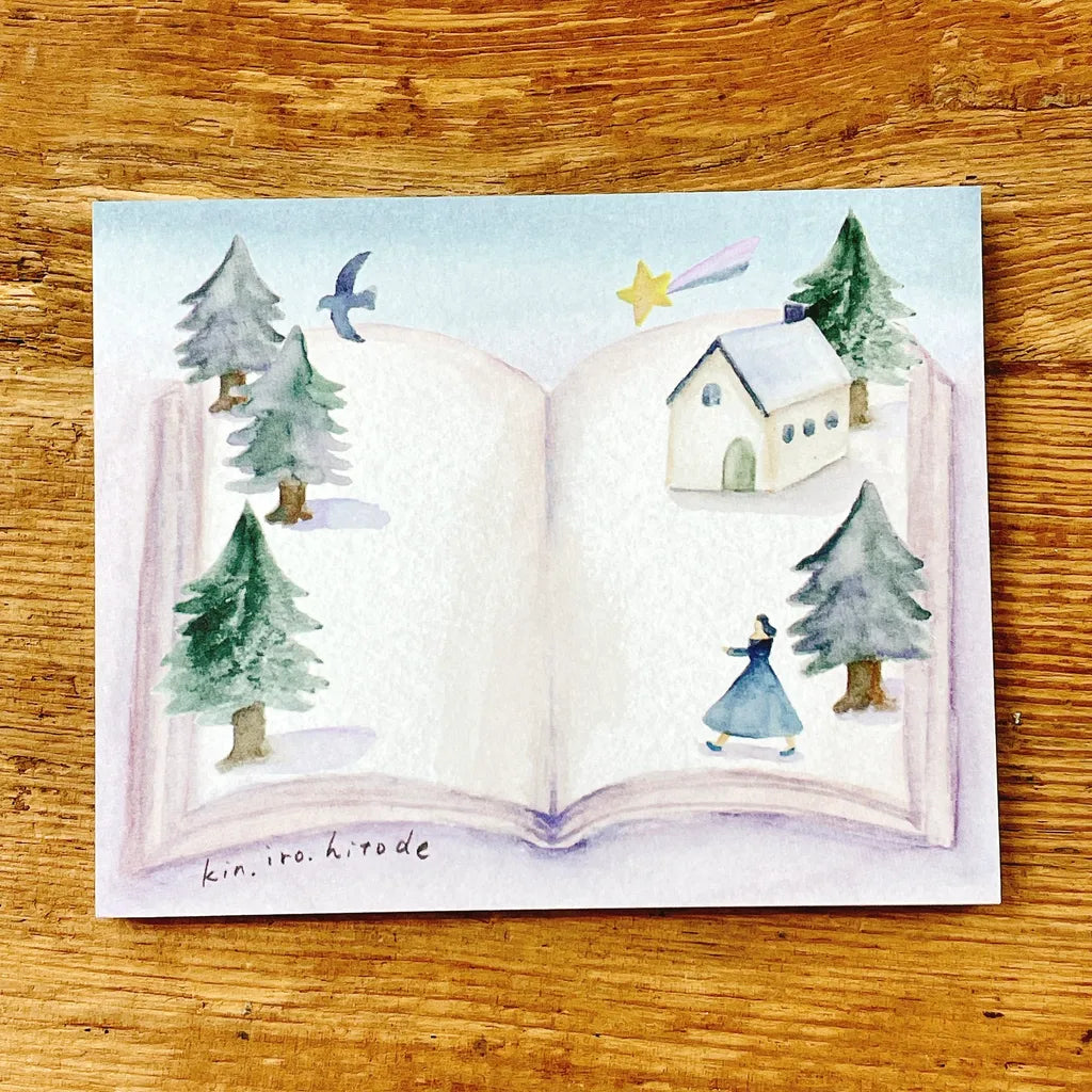 Illustrated Memo Pad by Kin .iro.hitode — winter-forest storybook watercolour memo sheet, for journaling