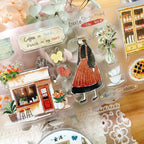 Puff Tea Cutter Type PET Tape by Yier — woman in a red apron cafe PET tape design, for journaling