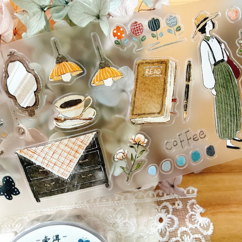 Puff Tea Cutter Type PET Tape by Yier — pendant lamps and 'coffee' PET tape design, for journaling