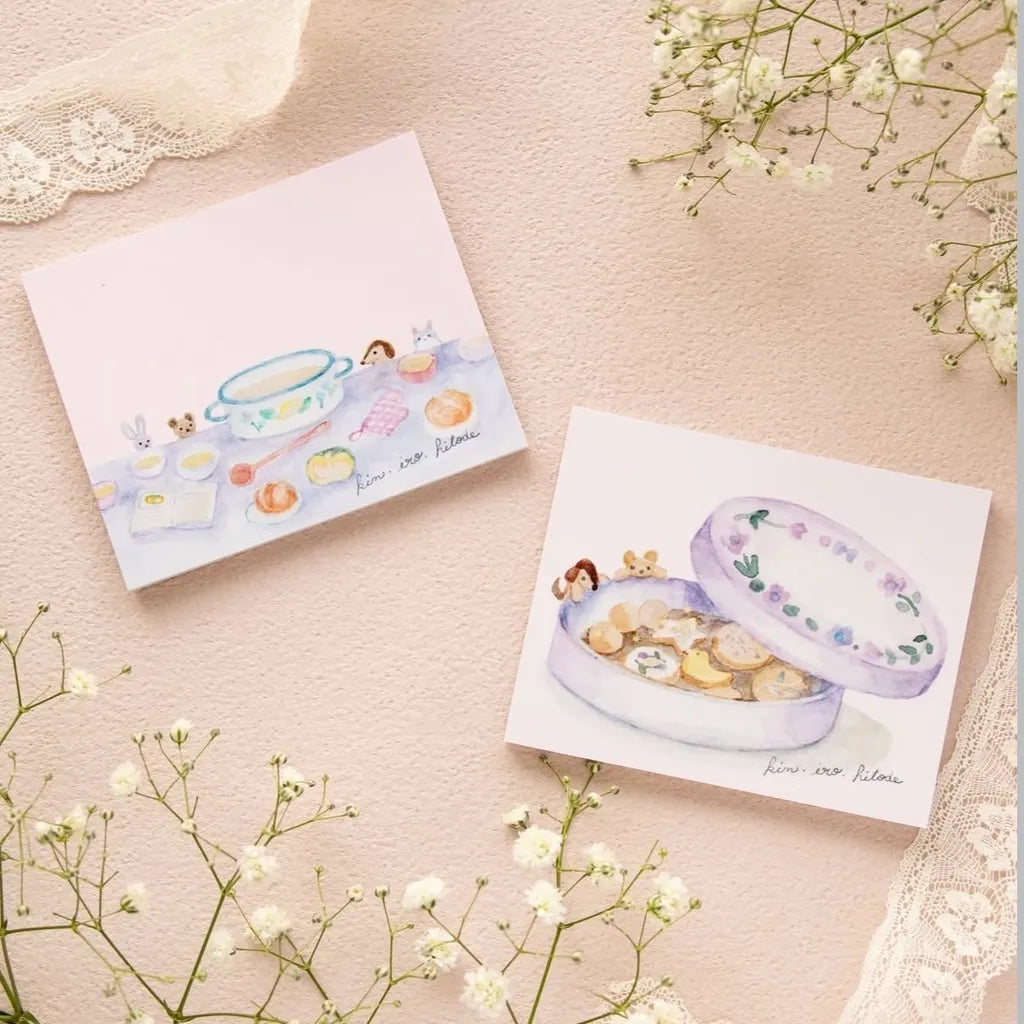 Cute Animal Memo Pad by Kin .iro.hitode — watercolour tea-time and cookies memo sheets, for journaling