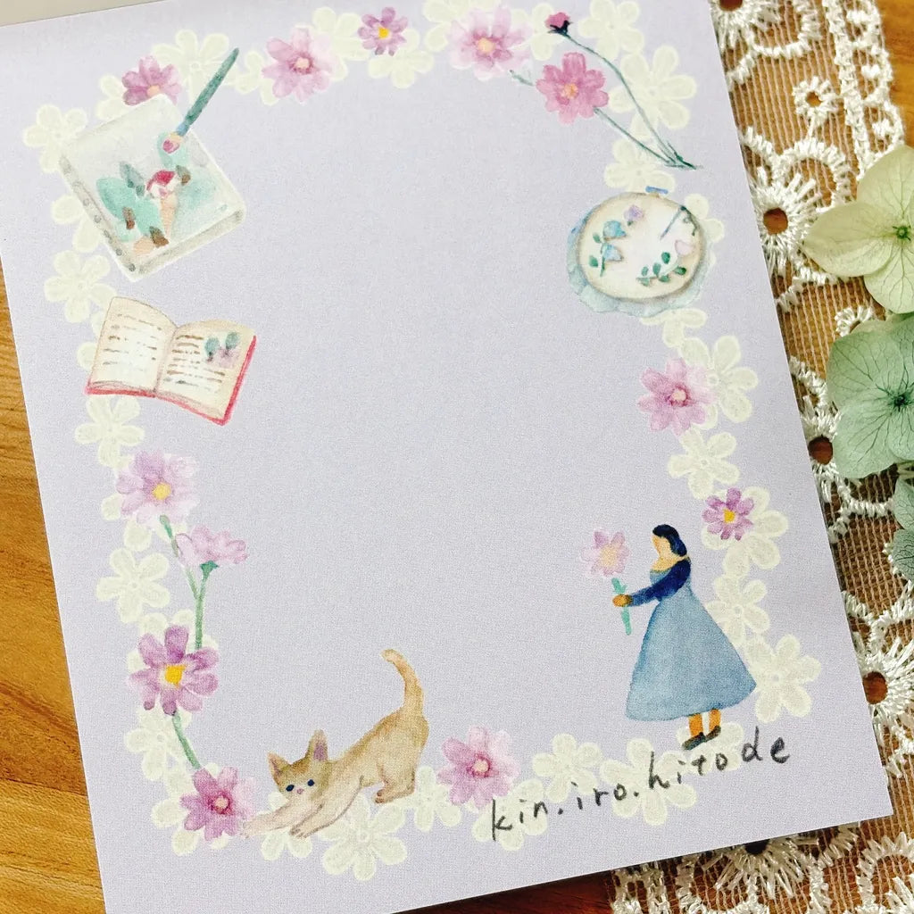 Autumn Selection Memo Pad by Kin .iro.hitode — lavender floral watercolour memo-pad design, for journaling