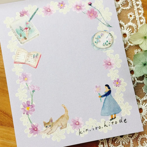 Autumn Selection Memo Pad by Kin .iro.hitode — lavender floral watercolour memo-pad design, for journaling