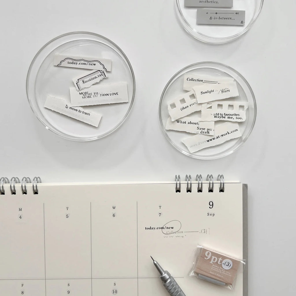 9pt.(3) Tiny Text Rubber Stamps [18 options]