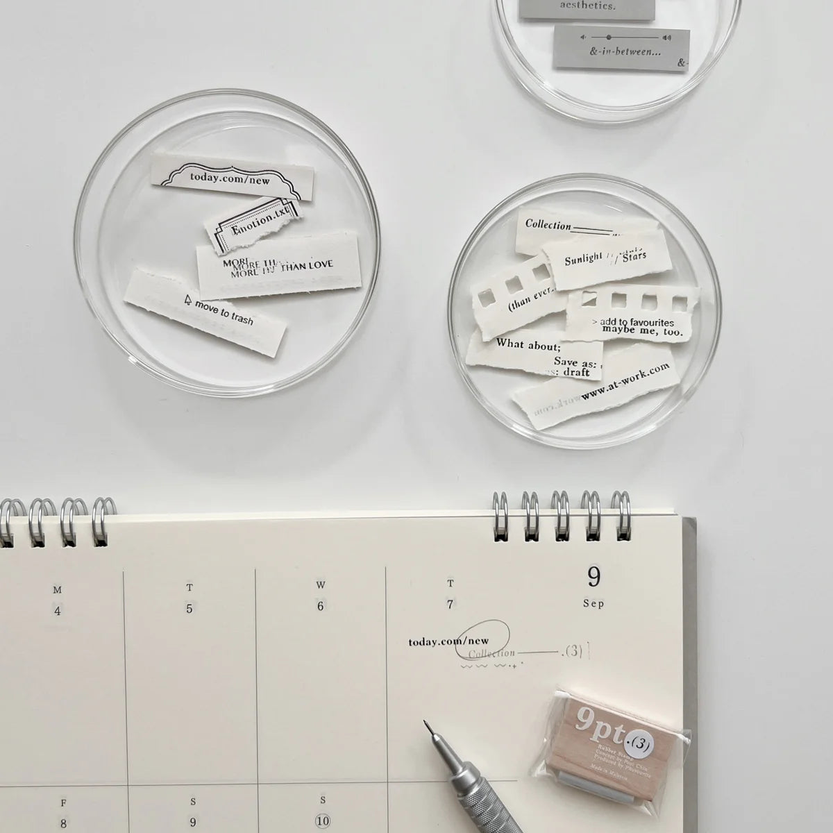 9pt.(3) Tiny Text Rubber Stamps [18 options]