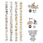 Set of rabbit-themed decorative tapes with illustrations on a white background