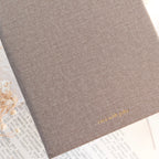 Brown textured notebook with 'Crea with Gaby' branding on a light background