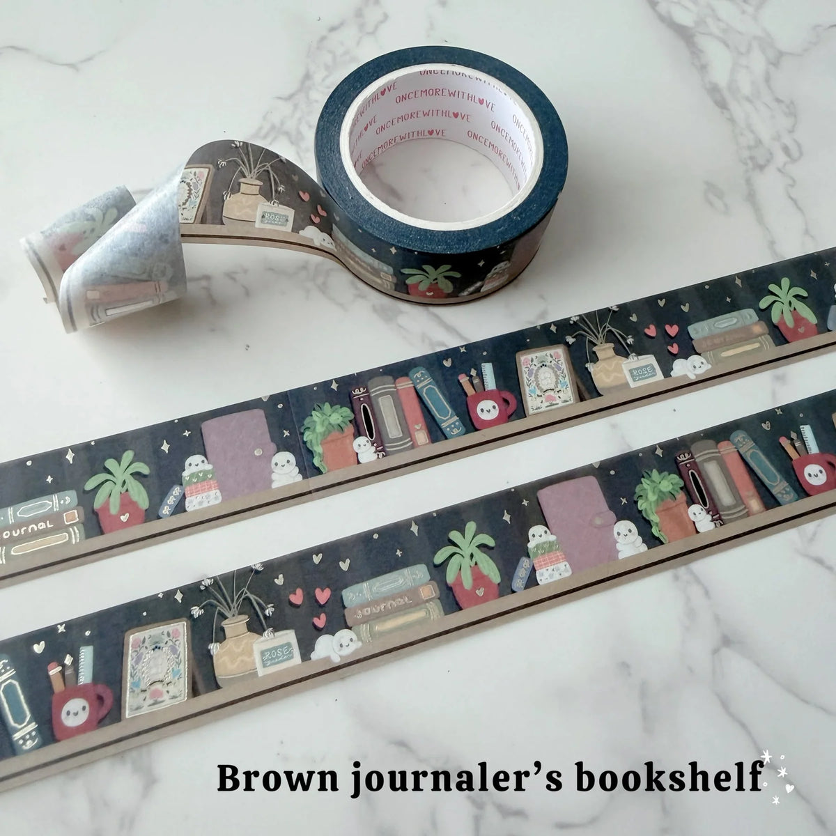 A Journaler's Bookshelf 2.0 (Brown) + Matte Gold Foil 20mm Washi Tape Roll