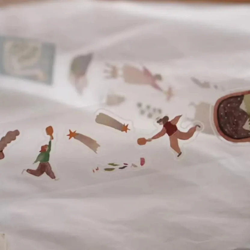 A Lovely Day PET Tape baseball-themed illustrations of players and equipment on a white backdrop
