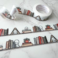 Antique Bookshelf 3.0 Washi Tape by OnceMoreWithLove, 18mm vintage book roll with pearl gold foil