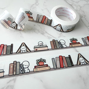 Antique Bookshelf 3.0 Washi Tape by OnceMoreWithLove, 18mm vintage book roll with pearl gold foil