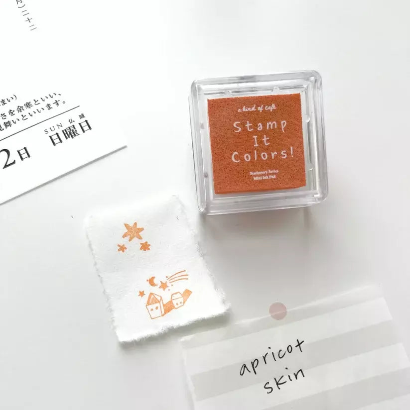 Apricot Touch Stamp Ink Pad by a kind of café — apricot-peach pigment ink pad beside a printed swatch, for journaling