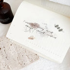 Open notebook with inspirational quote on a textured surface